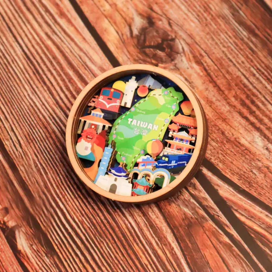Full-colour Taiwan souvenir wood fridge magnet