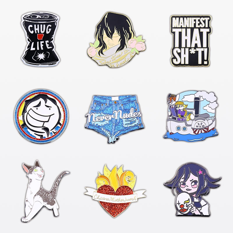 Trendy Cartoon and Slogan Hard Enamel Pins