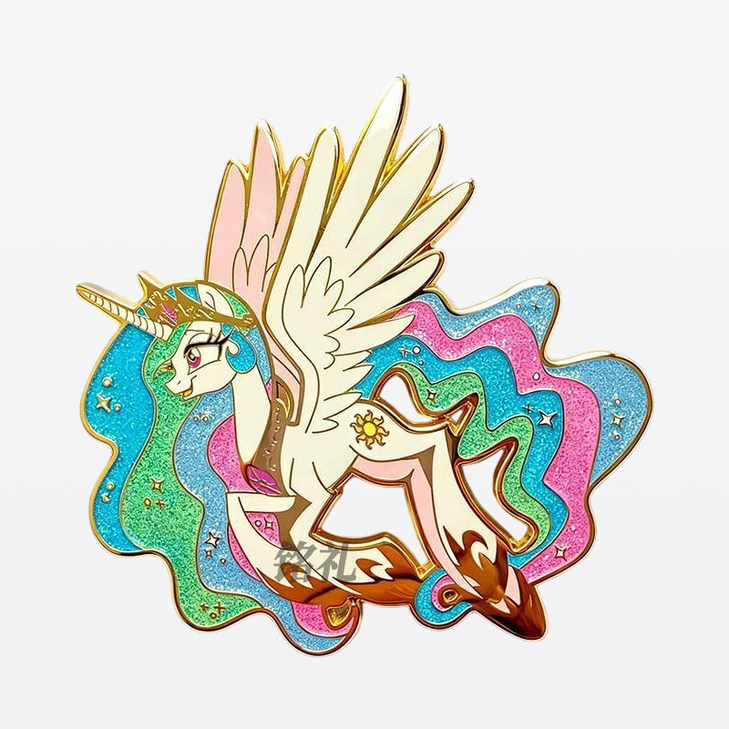 Unicorn Pegasus Glitter Custom Enamel Pin