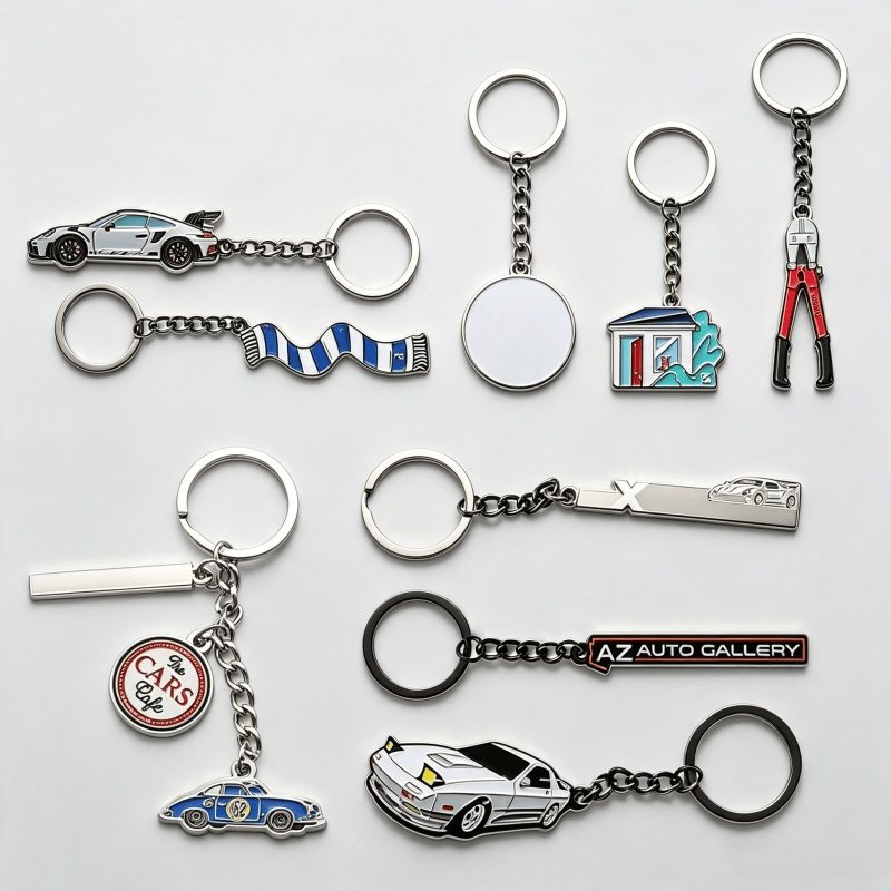 Vehicle brand metal keychain production examples