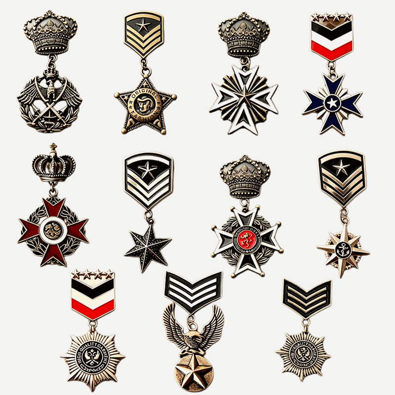 Vintage Military Style Hanging Medal Badge Collection