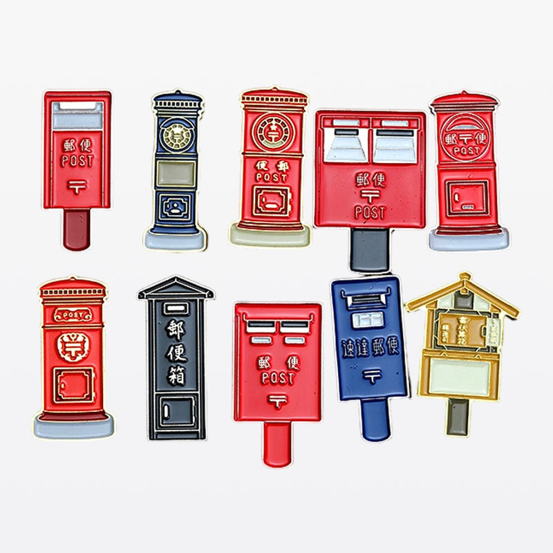 Vintage Postbox Mailbox Shaped Enamel Pins