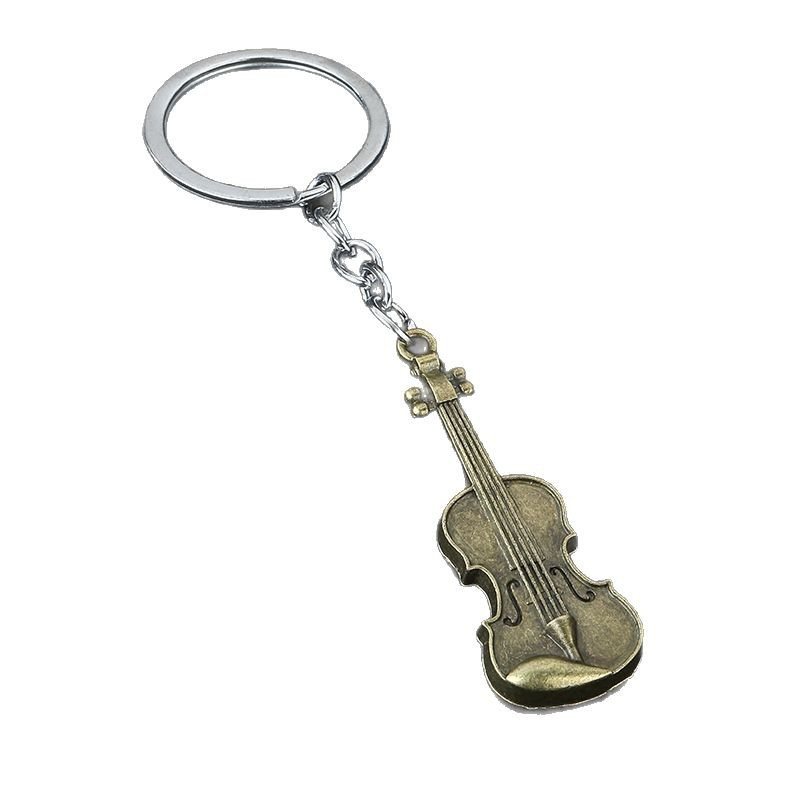 Violin shaped custom metal keychain sample