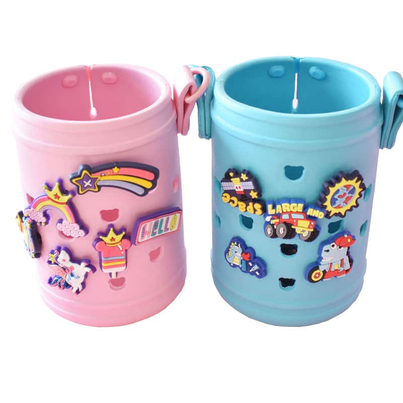 PVC charms fitted to a hole water cup sleeve