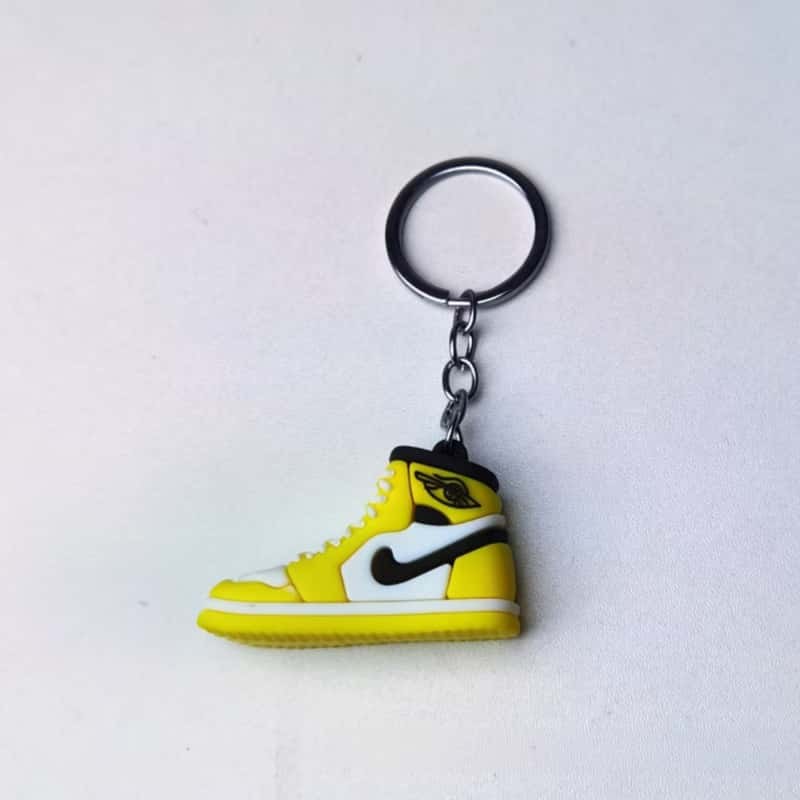 Air Jordan keychain in a single yellow colourway with a matching swing tag on the split ring