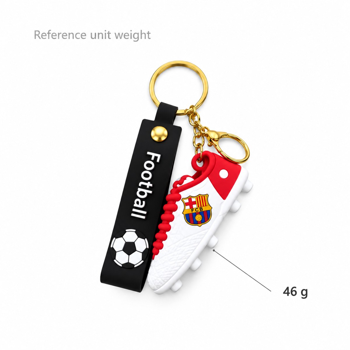 Football shoe keychain reference unit weight of 46 grams