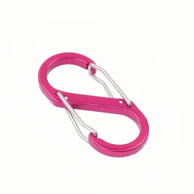 Rose red aluminum carabiner keychain ready for logo etching