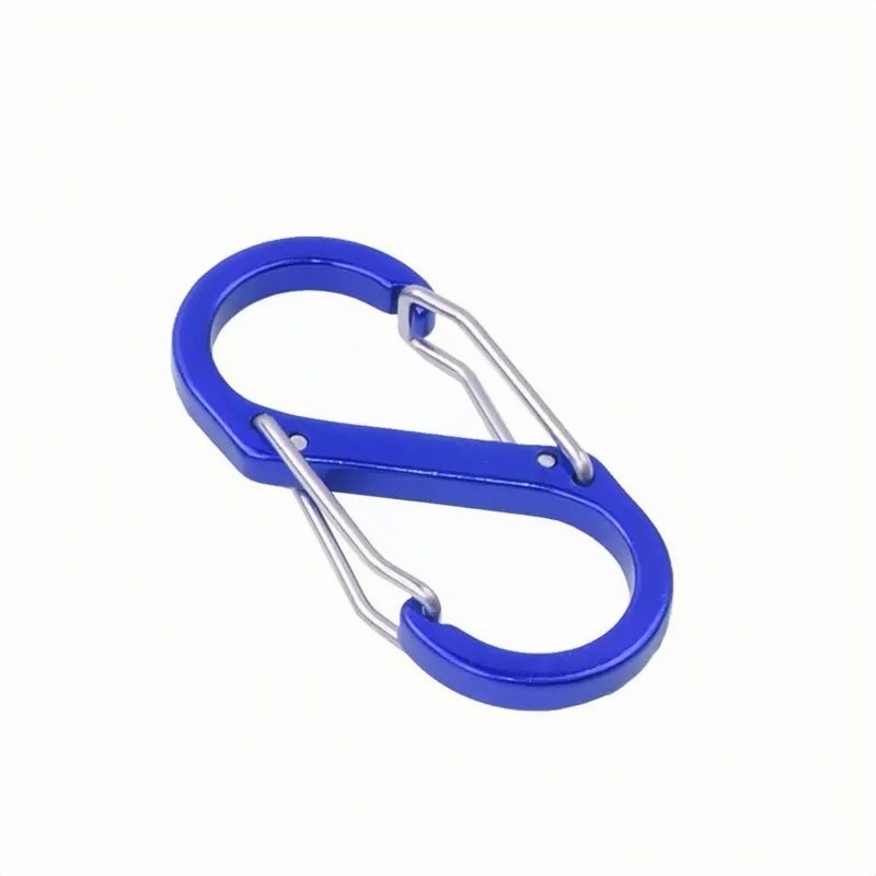Royal blue aluminum carabiner keychain with dual spring-wire gates