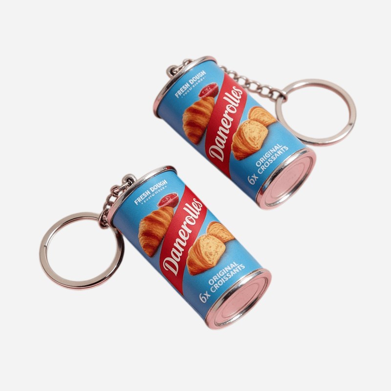 custom croissant can keychain sample for a bakery order