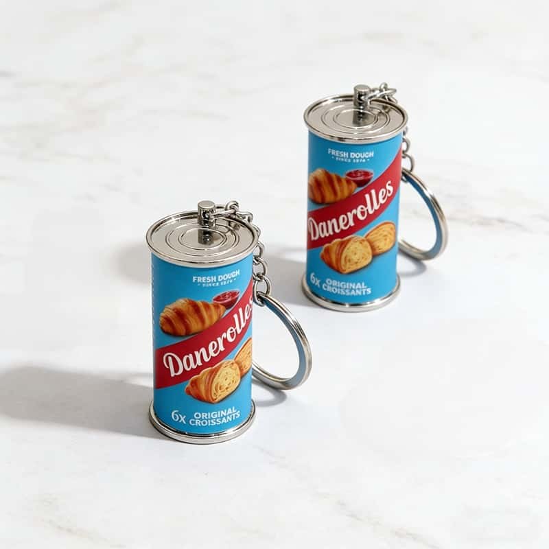 croissant can keychain order sample with metal ring