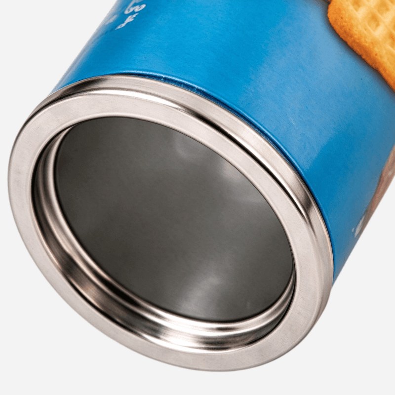croissant can keychain lid and rim detail