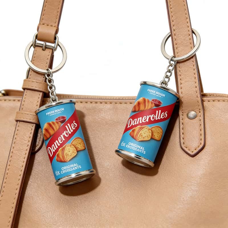 croissant can keychain set of food shaped charms
