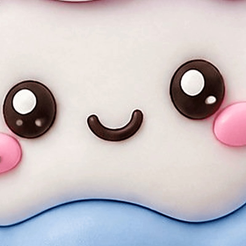 kawaii face molded into the cream of the ice cream cone keychain
