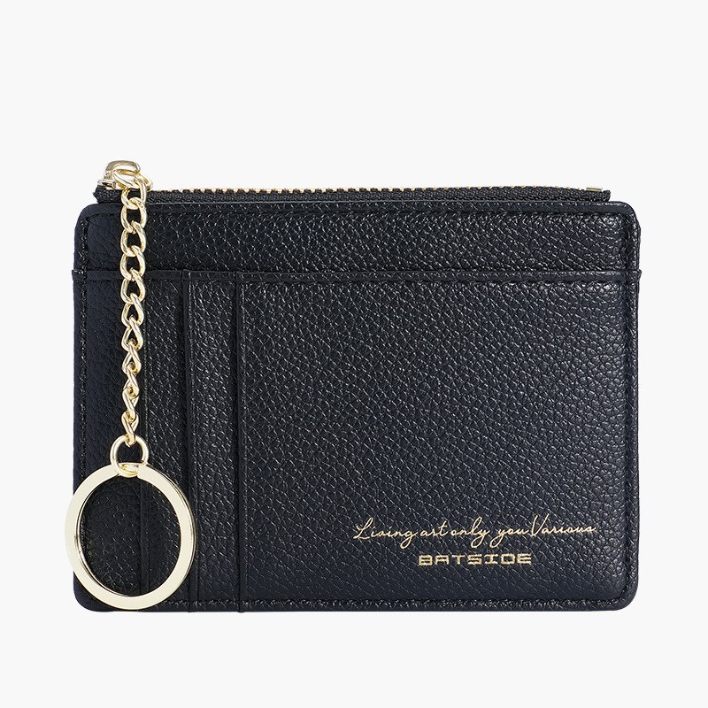 black multi slot keychain card holder