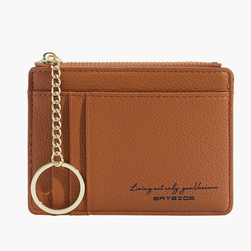 brown multi slot keychain card holder