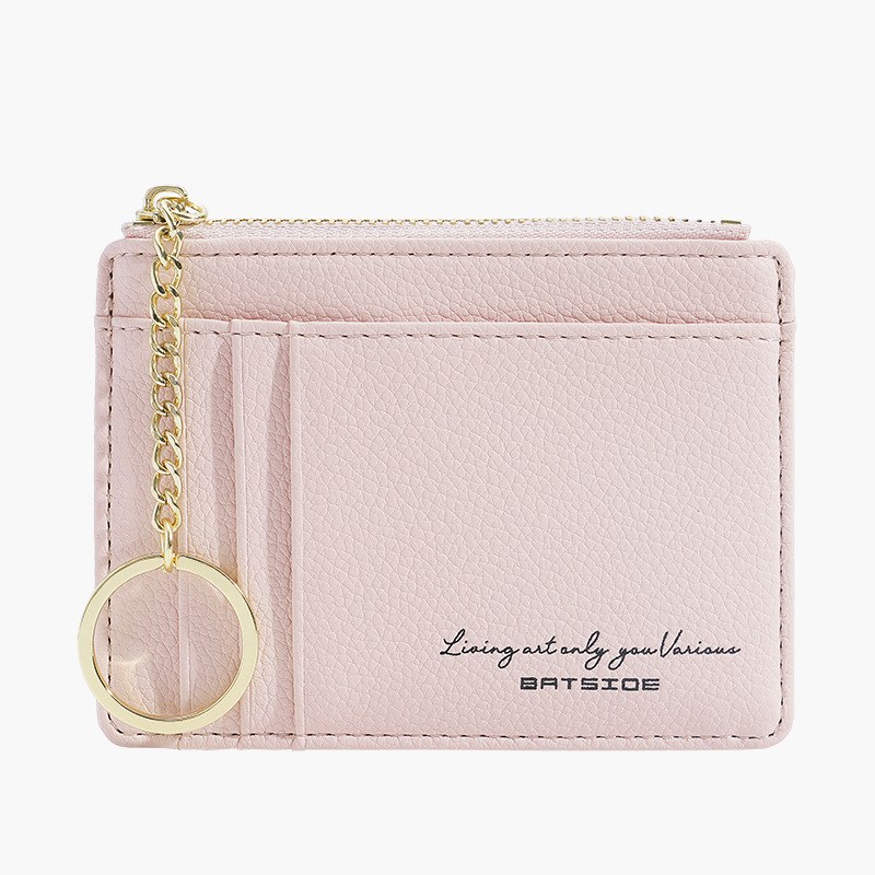 cream multi slot keychain card holder