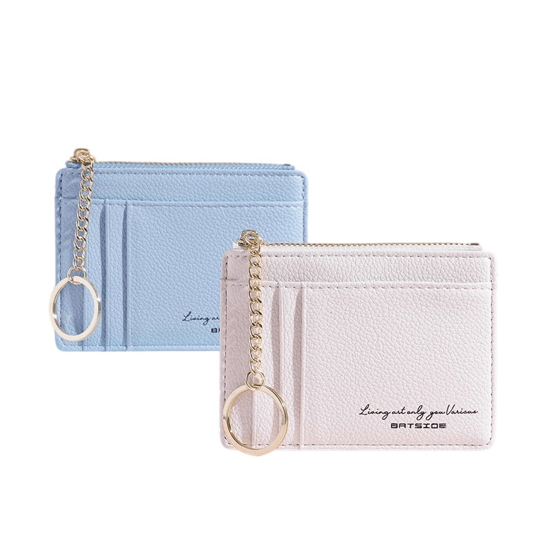 sky blue multi slot keychain card holder