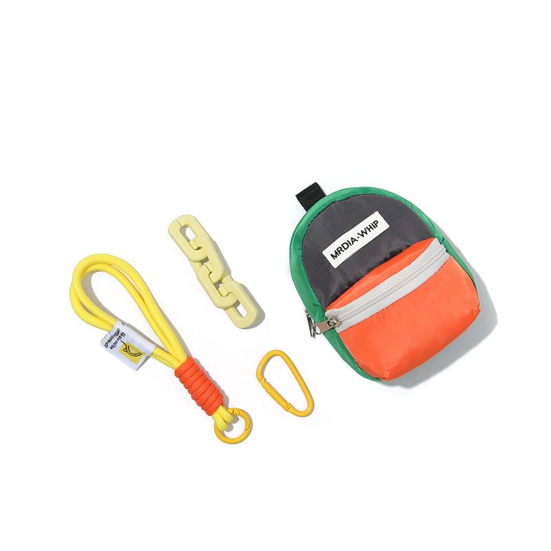keychain pouch with detachable buckle, chain and lanyard