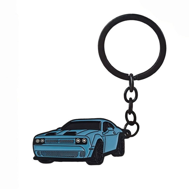 Muscle car keychain: light blue muscle car single