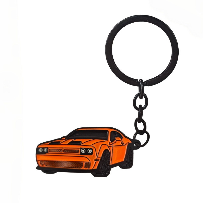 Muscle car keychain: orange muscle car single