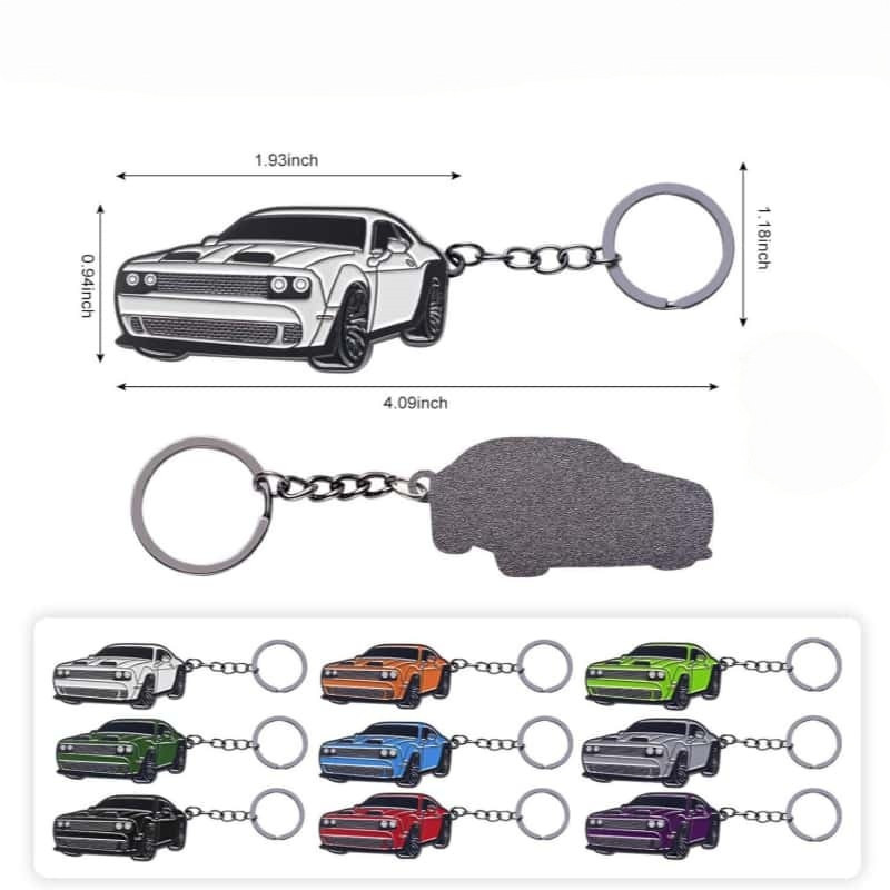 Muscle car keychain: size chart and color options