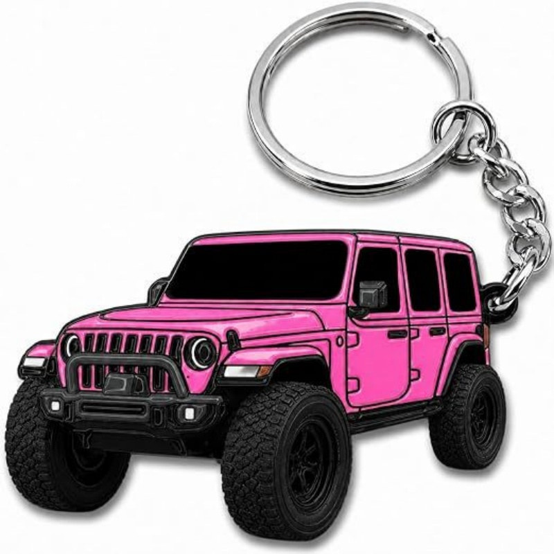 Off road suv keychain: pink off road suv single
