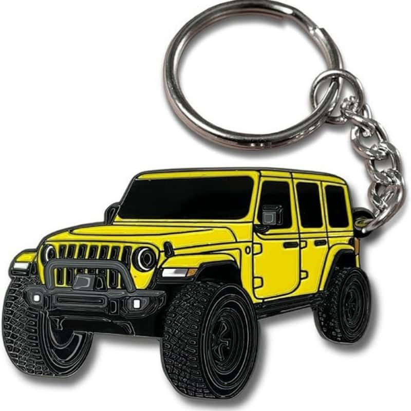 Off road suv keychain: yellow off road suv single