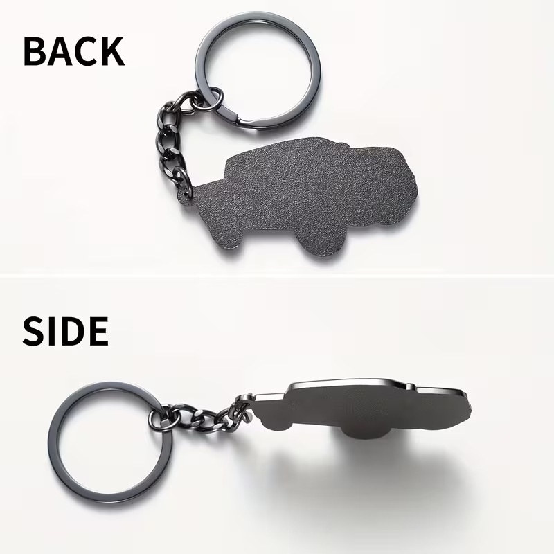 Pickup truck keychain: back and side view engraving