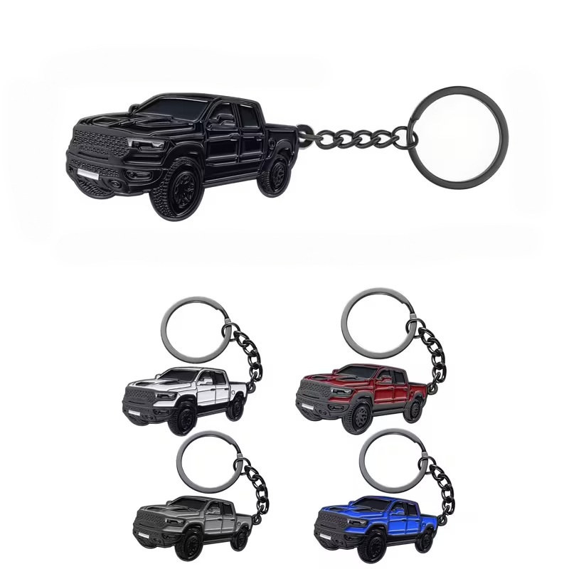 Pickup truck keychain: black pickup single