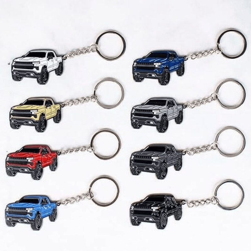 Pickup truck keychain: eight stock color options