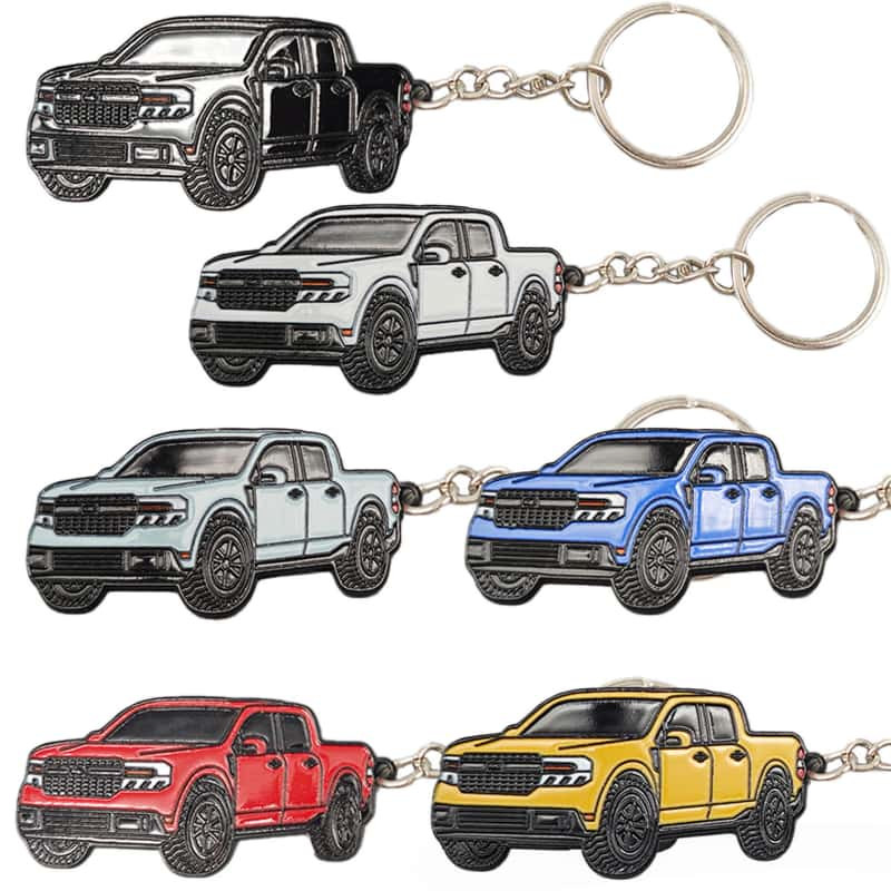 Pickup truck keychain: four pickup colors in a row