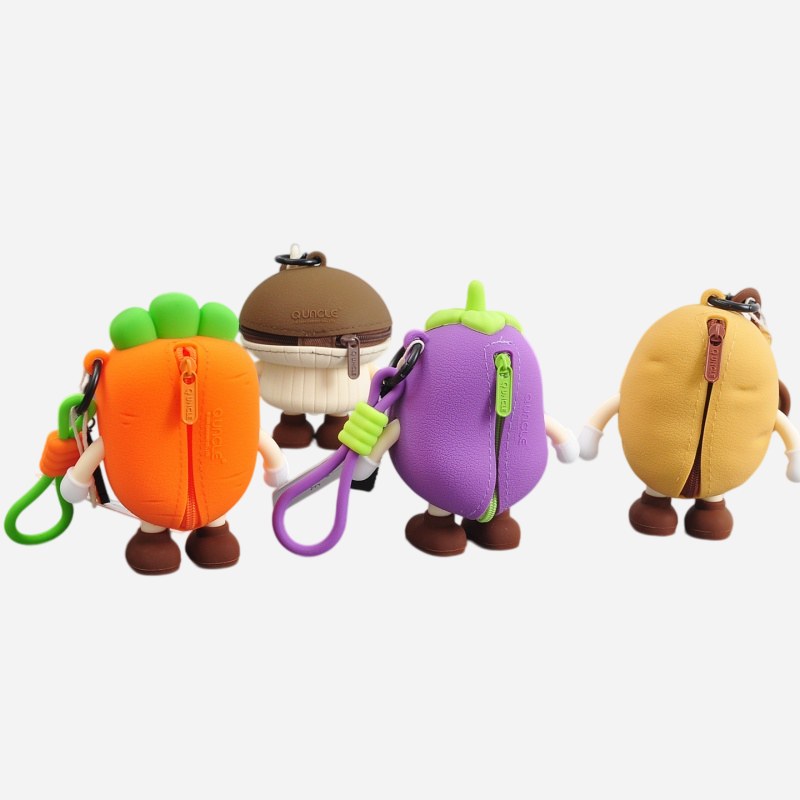 back view of all four shapes in a row with zippers and straps