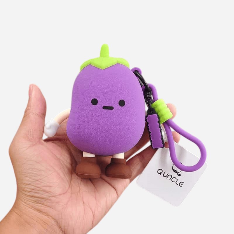 purple pouch held by its strap