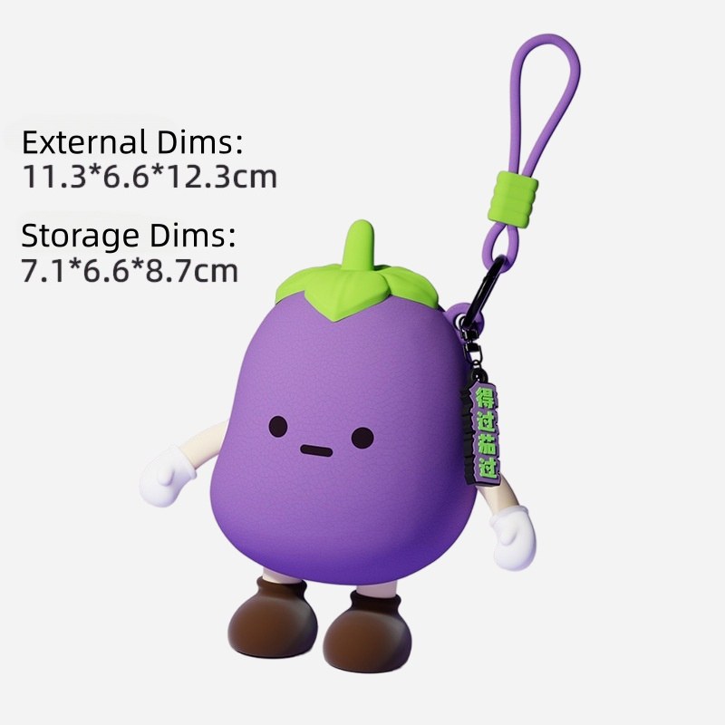 purple eggplant shape with size dimensions