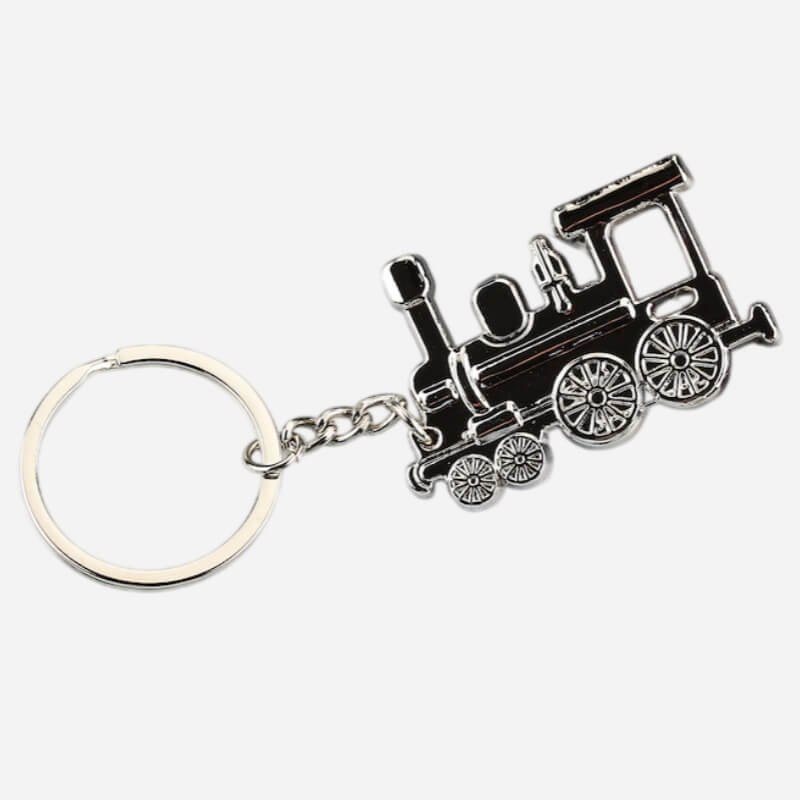 Vintage train keychain pair with FOREVER engraving made as a couple gift